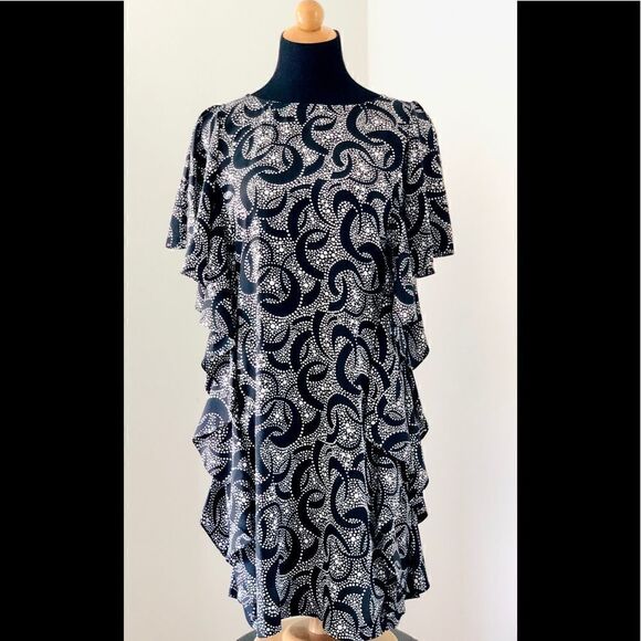 MICHAEL KORS NWOT 100% Silk Black Ruffle Dress - Picture 2 of 8